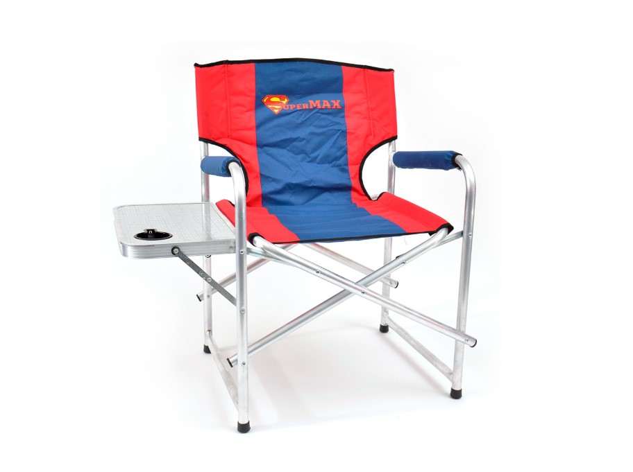 Кресло складное Кедр Supermax со столиком и подстаканником алюминий /AKSM-04/