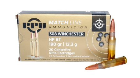 Патрон 308W PPU HPBT 12.3 MATCH/1шт (20)