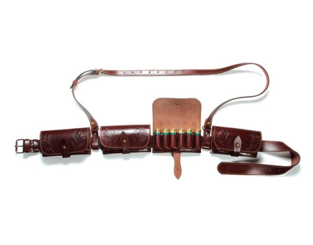 Патронташ VEKTOR со съемными подсумками и дополнительным ремнем кожа /П-40/