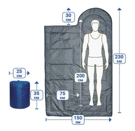 Спальный мешок Фрегат Оптима 230х75см 150г/м2 синий (2)