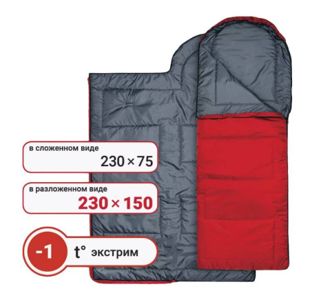Спальный мешок Фрегат Оптима 230х75см 150г/м2 красный (1)