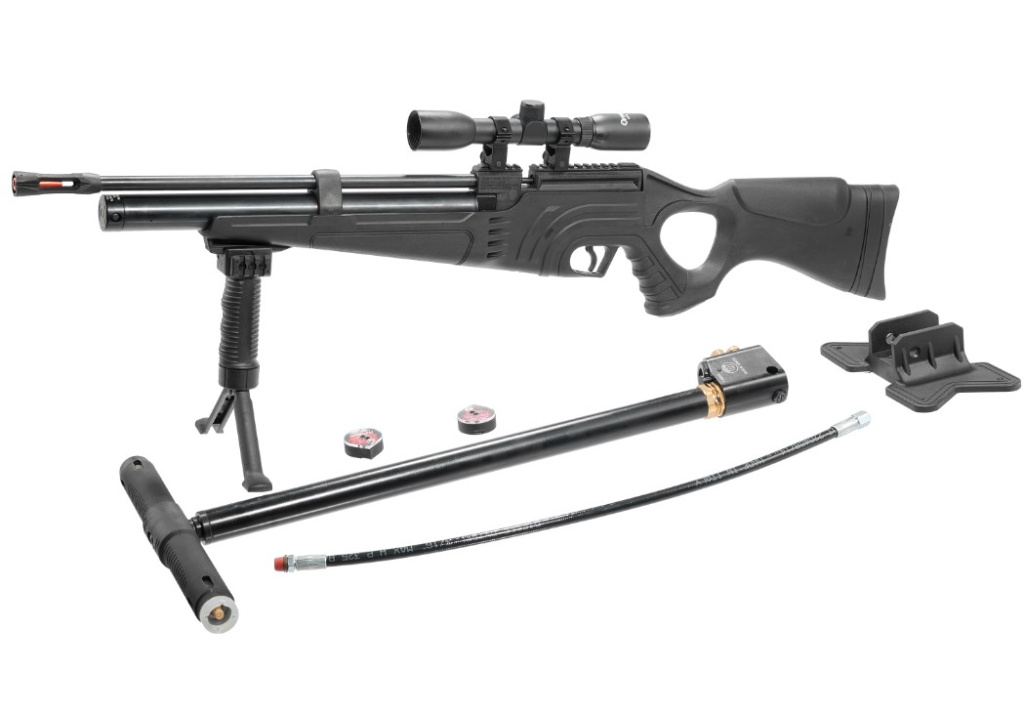 PCP Пневматическая винтовка Hatsan FLASH 101 SET k.6.35мм (насос+прицел+сошки+чехол+пульки+саундмод)