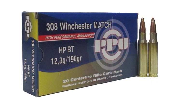 Патрон 308W PPU HPBT 12.3 MATCH/1шт (20)