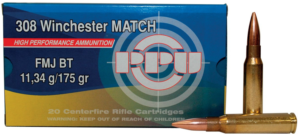 Патрон 308W PPU FMJBT 11.34/1шт (20)