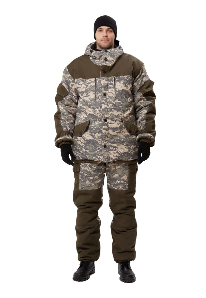 Костюм УРСУС Горка зимний Грета цифра т.сер/хаки /КОС288-3М-ЦИФРА СЕРЫЙ/