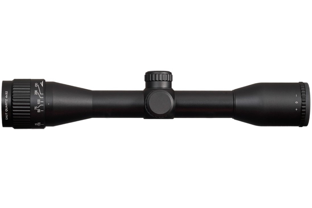 Прицел Gaut Quartz 4*32,АО-параллак.сетка 3(Mil-Dot),б/подстветки, 25,4мм,поправки 1/4 МОА/Q432АО-3/