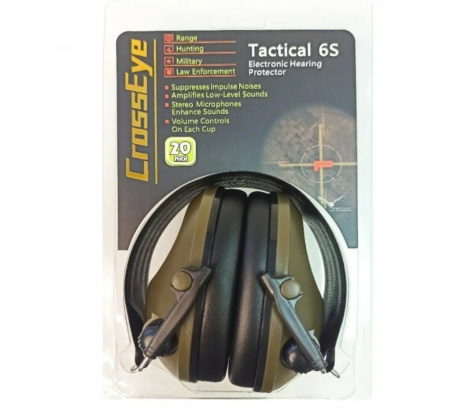 Наушники активные CrossEye Tactical 6S NRR20 18дБ зел./черн.